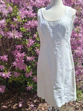 NWT Size 12 Hilfiger White Cotton Cloque Dress
